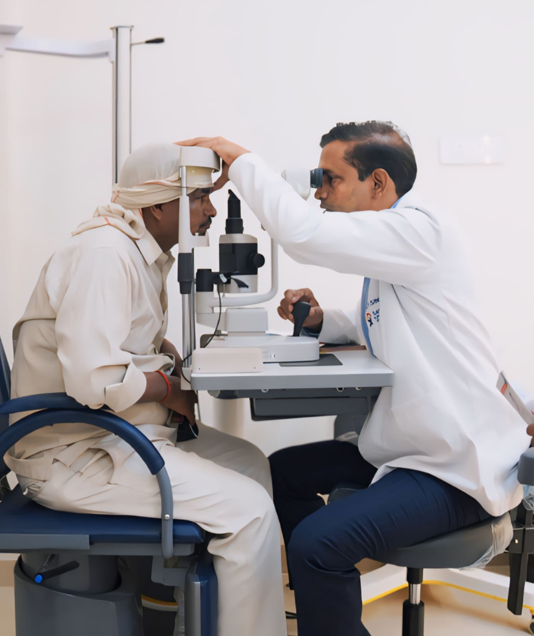 Dr. Y. Singh Senior Ophthalmic Surgeon Patient Examination at Sangam Eye Hospital Gorakhpur